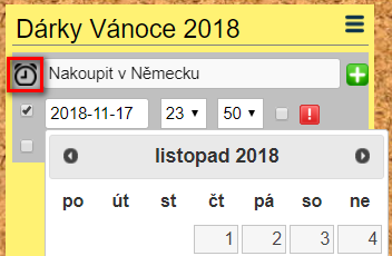 Datum upozornění u poznámky